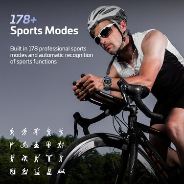 Розумний годинник SOUYIE для чоловіків з GPS, офлайн-картами та 6-супутниковою навігацією, водонепроникність 5 атм, 21 день роботи від батареї, голосовий помічник зі штучним інтелектом, 178 спортивних режимів, фітнес-трекер з монітором серцевого ритму та 