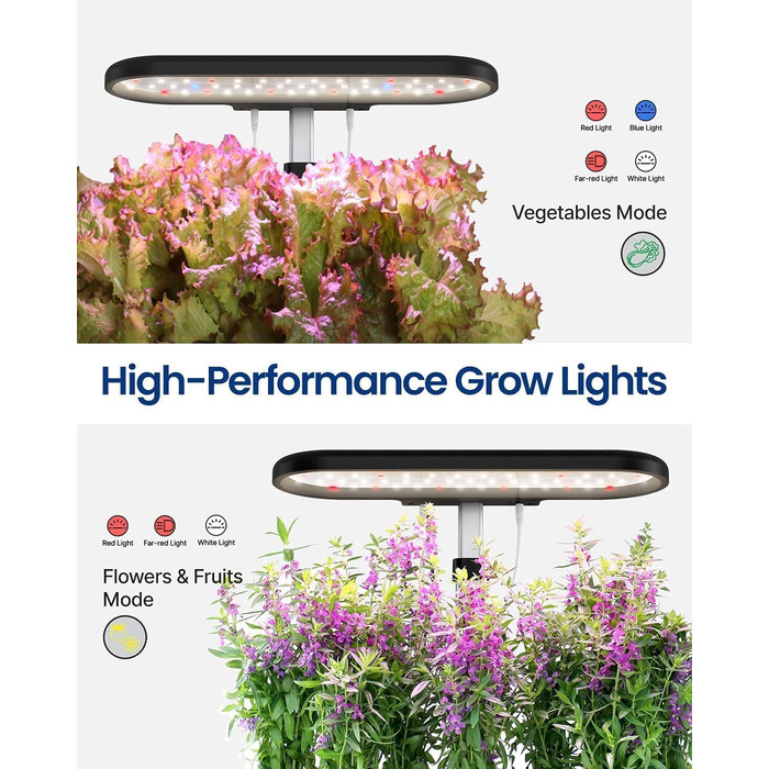 Системи гідропонного вирощування iDOO, світлодіодна лампа для рослин із автоматичним таймером, 10 стручків Smart Garden Indoor Herb Garden Hermination Kit, регульована висота, сигналізація про нестачу води