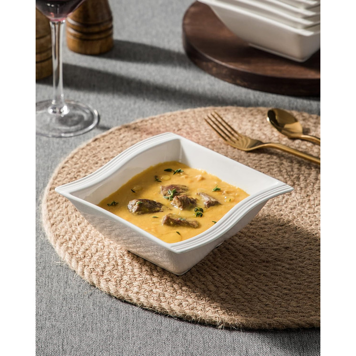 Серія FLORA, набір мисок для порцелянових кремових пластівців з 6 предметів, миска для рису 450 мл, десертна миска для закусок для