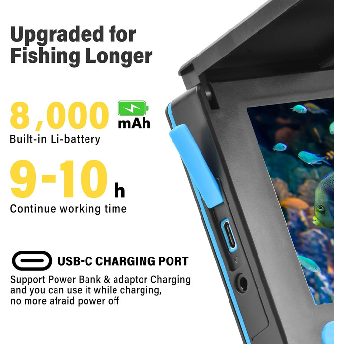 Підводна рибальська камера з ехолотом та IPS-дисплеєм, ширококутним інфрачервоним нічним баченням 220, водонепроникною підводною камерою IP65 для льоду та річок, 5 дюймів