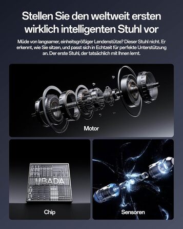 Інтелектуальне ергономічне крісло Hbada X7, офісне крісло, з повністю автоматичною поперековою опорою, регульованим підголівником 4D, регульованими підлокітниками 720, вентильованою подушкою сидіння, функцією повороту, сірим поліпропіленом