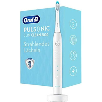 Електрична звукова зубна щітка Oral-B Pulsonic Slim Clean 2000, 2 режими чищення для догляду за зубами та здорових ясен із таймером, подарунок для чоловіків/жінок, дизайн Braun, білий