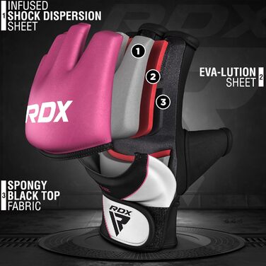 Професійні рукавички RDX MMA, греплінг, спаринг, тренування, шкіра майя, кікбоксинг, бойові мистецтва з підкладкою, муай-тай, боксерський мішок, мішки з піском, боксерські рукавички, чоловічі та жіночі бойові мистецтва, рожевий колір S