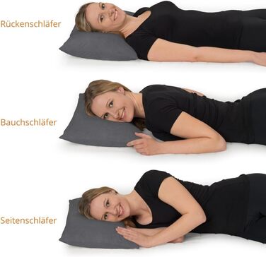 Подушка для сну, в&39язкопружна подушка з піни з пам&39яттю форми, ергономічна подушка для підтримки шиї, м&39який чохол з мікроплюшу, виготовлено в ЄС, сертифіковано Oeko-Tex, 40 x 60 x 13 см, сірий