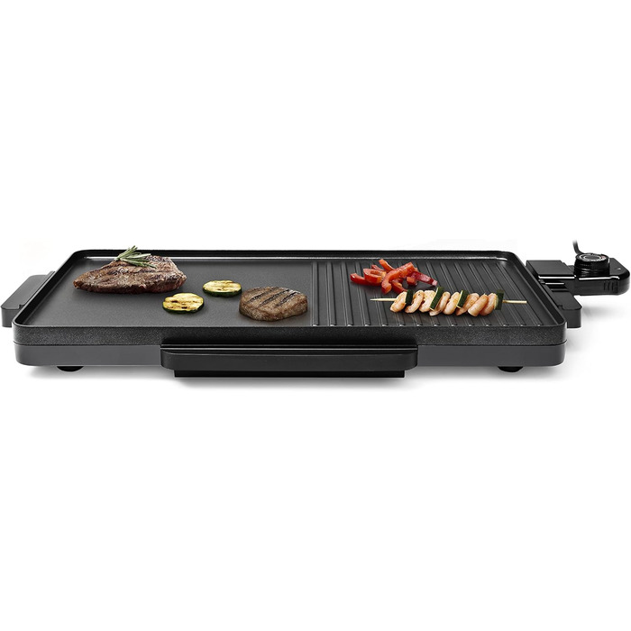 Настільний гриль Tristar - 2000 Вт, антипригарне покриття, жирозбірник, поверхня гриля 49 x 27 см, BP-2750 чорний