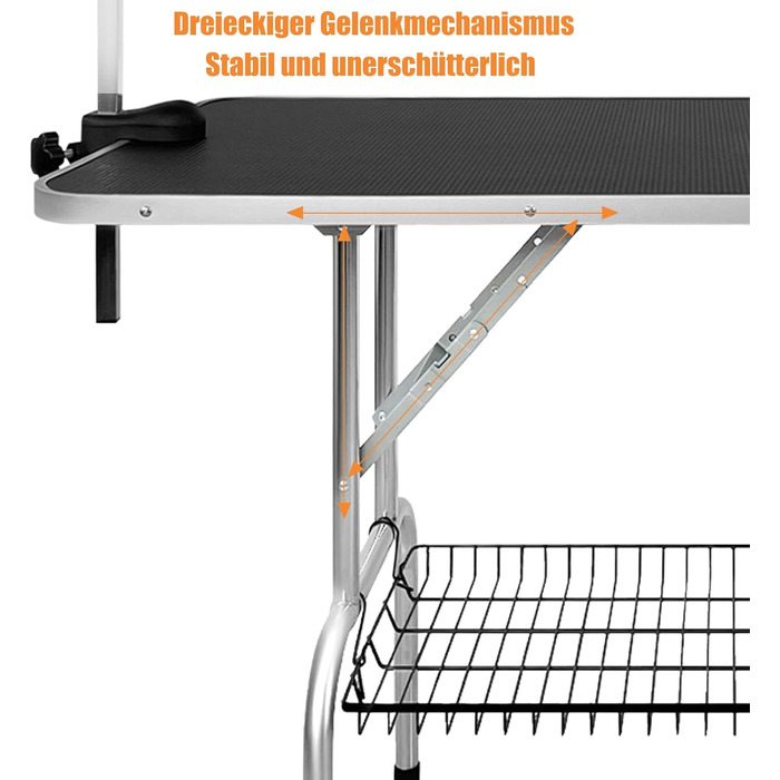 Стіл для грумінгу собак LARS360, стіл для грумінгу собак, стіл для купання собак, стіл для грумінгу пуделів, стіл для стрижки собак - регульована висота, нековзне покриття, вантажопідйомність до 100 кг (великий розмір) 113 x 60 x 76 см