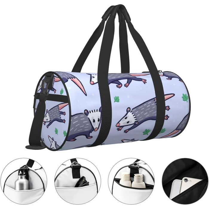 Спортивна сумка, дорожня сумка, сумка для подорожей, з принтом Опосум, сумка на нічліг, чорна, універсальний розмір