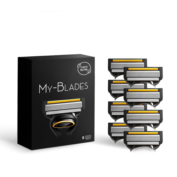 Леза для бритви My-Blades, сумісні з Gillette Fusion 5 пластикові руки, екологічно чисті 8 високоякісних змінних лез з 5 шт. лезом