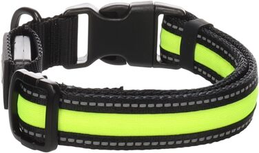 Нашийник для собак Flamingo Flitzy нейлоновий з LED підсвіткою, чорно-жовтий 35-50 см x 25 мм x 5 мм