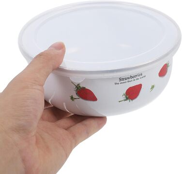 Набір емальованих мисок HOMSFOU з 5 предметів з кришками, мисками для зберігання продуктів та салатницями, 10-18 см, штабелюється, гладка поверхня, універсальний для пасти, супу, фруктів та рису, щоденне використання