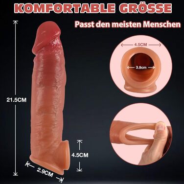 Насадка на пеніс Warmfeel, 22 см, силіконова, реалістична, для збільшення розміру та продовження ерекції