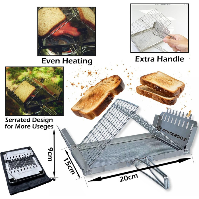 Піч Hobo вулична кемпінгова піч, дров'яна піч з нержавіючої сталі, з сіткою для гриля, газова плита 1-конфорочна Opt 3 Кемпінговий