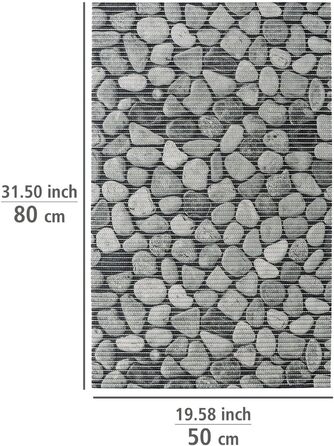 Килимок WENKO Sassi Soft з піни, нековзний килимок для підлоги, універсальне використання як килимок для душу, що легко доглядається, та брудовідштовхувальний килимок для кухні, гігієнічний, повітропроникний, можна різати, 50 x 80 см / пластик 80 x 50 см 