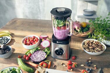 Міксер Philips HR3655/00 (1400 Вт, технологія ProBlend 6 3D, скляний контейнер 2 літри, 2 чашки для пиття, можна мити в посудомийній машині) нержавіюча сталь