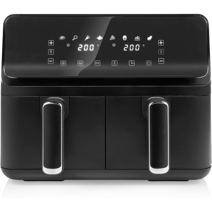 Цифрова фритюрниця Tristar з подвійним кошиком - 2 x 4 л ємність - 2700 Вт - 8 програм - температура регулюється в кожному кошику, чорний