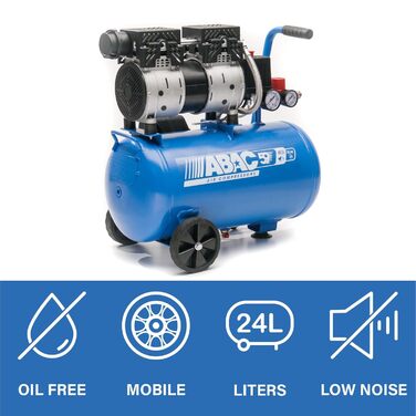 Малошумний повітряний компресор EASE-AIR 24, безмасляний повітряний компресор, максимальний тиск 8 бар, потужність 1 к.с., 24-літр