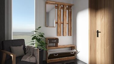 Шафа для одягу August Nuss - Шафа для одягу з дзеркальною тумбою для взуття та вішалкою для одягу Ширина 100 см, висота 72,6 см (н