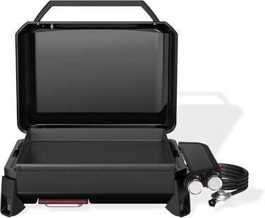 Преміальний гриль-планча Weber Slate GP 56 см / 2 пальники, рівномірний нагрів по всій площі, до 260 C, антипригарне покриття з порцелянової емалі (56 x 41 см), ніжки з регулюванням висоти, чорний