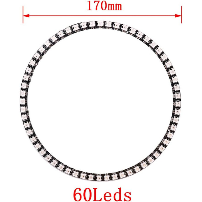 Світлодіодна кільцева лампа XUNATA WS2812B 5050 RGB Світлодіодний кільцевий ліхтар індивідуальної адресації Single Full Dream Color DC5V (1 шт. 60 світлодіодів/кільце)