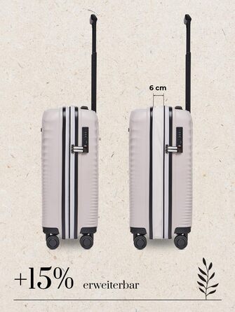 Еко-версія валізи на колесах для ручної поклажі Компактний борт-кейc 40 x 22 x 55 см з розширенням від 44 до 50 літрів Ультралегкий, всього 2,61 кг, бежевий колір