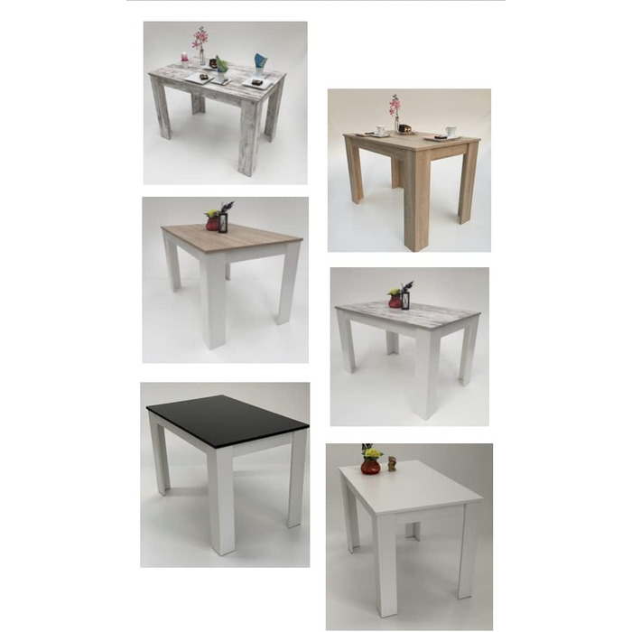 Обідній стіл, дуб сонома, світлий, пиляний, білий, з краєм під масив дерева, 110x70