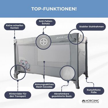 Люлька для подорожей, Автолюлька, 2 в 1, Надзвичайно компактно складається, Знімний матрацик, Mofli, до 15 кг, Дихаюча тканина, Бі