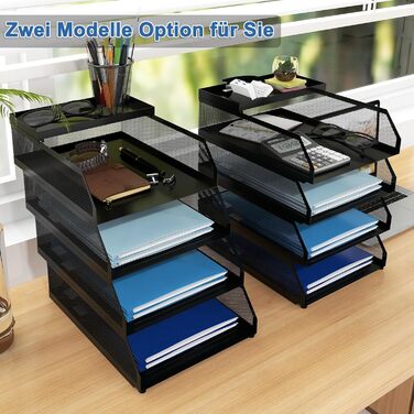 Лоток для документів PUNCIA A4, лоток для листів з 4 металевими відділеннями, органайзер для файлів, лоток для паперу, система для зберігання документів, тримач для документів для офісу, навчання, школи, офісних меблів, чорний, 32 x 25 x 31 см