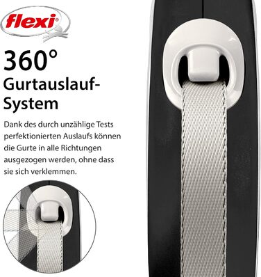 flexi® Comfort L Harness 8 м чорний, висувний повідець для собак до 50 кг