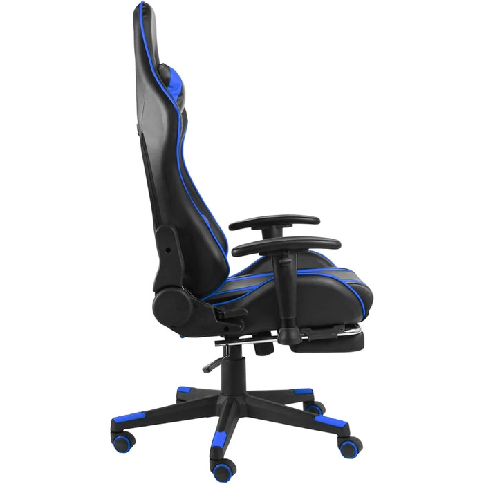 Геймерське крісло з підставкою для ніг, обертове, синій ПВХ, для дорослих, крісло для ПК, ігрове