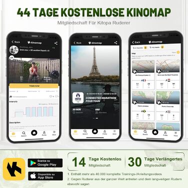 Дерев&39яний водний гребний тренажер Kitopa, складний домашній гребний тренажер з 30-денним членством у Kinomap, максимальний зріст користувача 2 м/160 кг, водний гребний тренажер з Bluetooth-дисплеєм та регульованим тримачем для телефону, коричневий