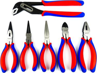 Набір інструментів Zangen (6 предметів) плоскогубці, гострогубці, кусачки, круглогубці, розвідний ключ, пасатижі (10) та плоскогубці, гострогубці, кусачки, круглогубці (6)
