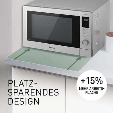 Комбінована мікрохвильова піч Panasonic NN-CD87 (1000 Вт, з гарячим повітрям і грилем, інверторна мікрохвильова піч, 34 літри) нержавіюча сталь, срібляста одинарна мікрохвильова піч NN-CD87