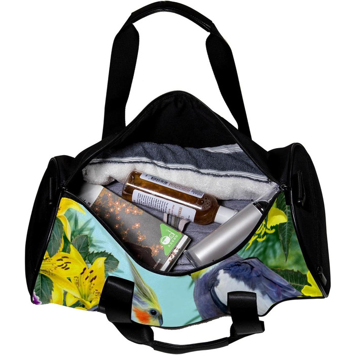 Спортивна сумка, маленька дорожня сумка, сумка для шопінгу та йоги, сумка з принтом Птах, Квіти, Папуга, сумка для фітнесу на відкритому повітрі, ручна поклажа