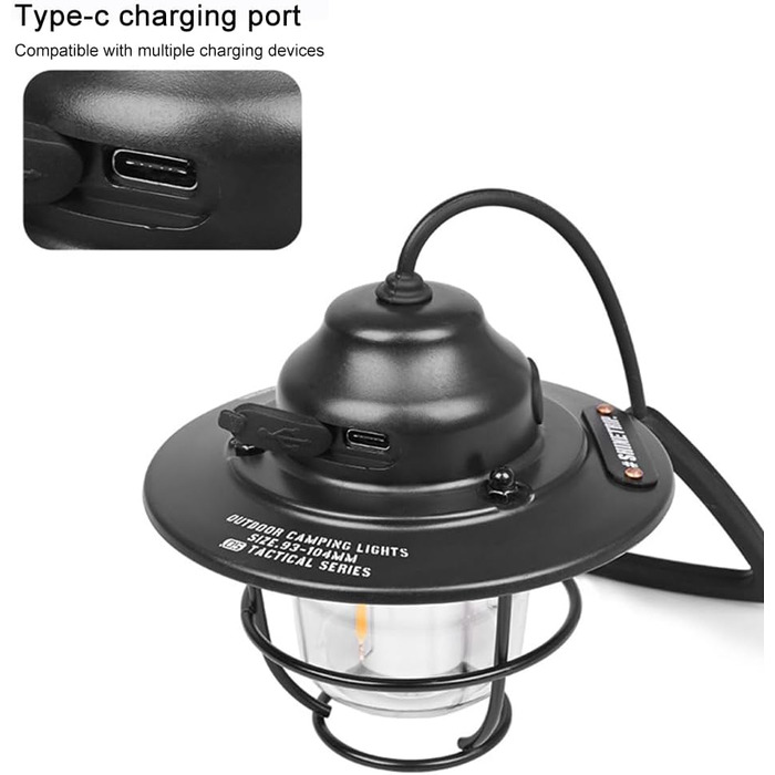 Міні-світлодіодний кемпінговий ліхтар Starnearby, з регульованою яскравістю, акумуляторна батарея 1200 мАг, ретро-кемпінговий ліхтар, водонепроникний зовнішній світлодіодний ліхтар для намету IPX4, портативний ліхтар для кемпінгу, намету, аварійного режим