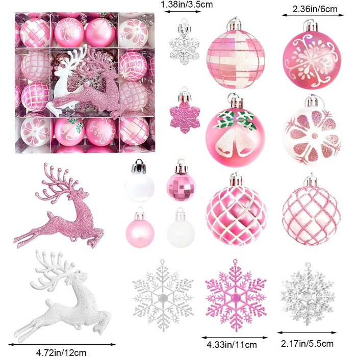Різдвяні прикраси 45 шт рожеві Generisch