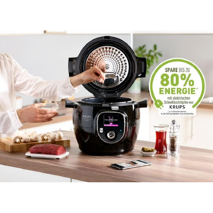 Мультиварка Krups CZ7158 Cook4Me Connect 1600 Вт електрична скороварка вкл. безкоштовний додаток управління через Bluetooth об'єм