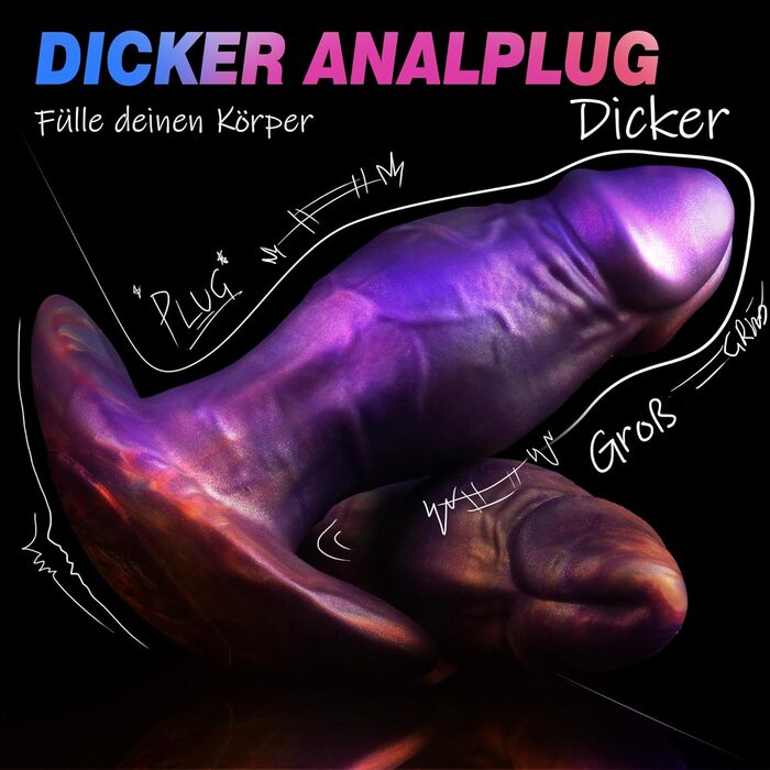 Великий анальний фалоімітатор Leyuto, силікон, реалістична форма, анкерна основа, S