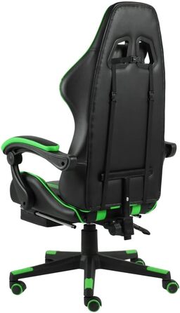 Геймерське крісло з підставкою для ніг, чорно-зелена штучна шкіра