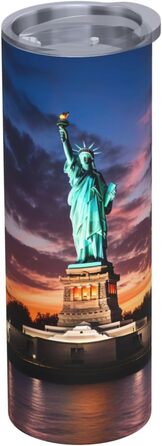 Кухоль з прямою трубочкою, 590 мл, Статуя Свободи, США, друкований, дорожній кухоль, підходить для кемпінгу, офісу та дому