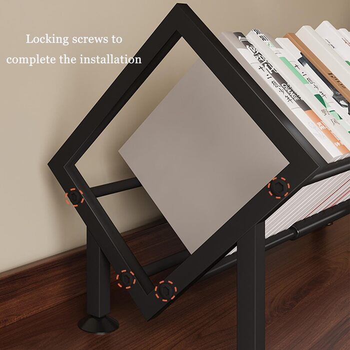 Маленька настільна книжкова полиця, міні-висувна книжкова шафа, металева настільна полиця, компактний органайзер для книг для дитячих столів, офісів, віталень (чорний)