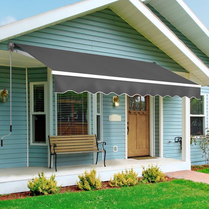 Висувна маркіз Yaheetech, складна маркіз з ручним приводом 300x250 см, регулювання кута нахилу сонячної маркізати (5-35), вкл. настінне кріплення темно-сірого кольору 300 x 250 см темно-сірого кольору