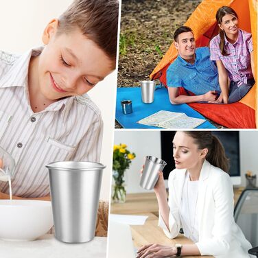 Набір з 12 чашок з нержавіючої сталі, чашки для пиття з нержавіючої сталі об&39ємом 350 мл, дитячі чашки з нержавіючої сталі розміром 84 x 103 мм, металеві чашки, чарки