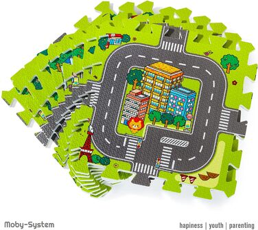 Килимок-головоломка Moby-System для немовлят, 90 см x 90 см x 1 см, ігровий килимок, без запаху, килимок-головоломка великий, килимок-головоломка для хлопчиків і дівчаток, ігровий килимок без забруднюючих речовин, килимок для повзання без запаху (дорожній