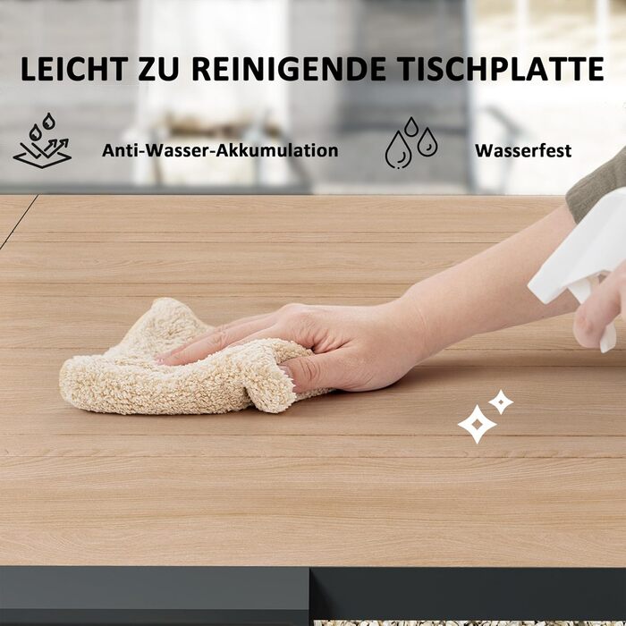 Розсувний садовий стіл Outsunny, алюміній, 80/160x80 см, водонепроникний, нековзний, фуршетний стіл, кемпінговий стіл на 6 осіб, стіл для патіо, обідній стіл на вулиці для саду, тераси, балкона, натуральне дерево