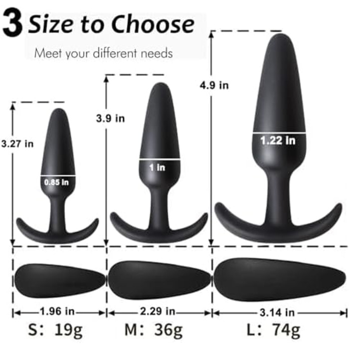 Набір анальних пробок Keyoung, силікон, різні розміри, 3 шт.
