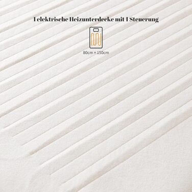 Електрична ковдра Sonive з автоматичним вимкненням, 150x80 см, ковдра з підігрівом та 3 режимами нагріву, можна прати в пральній машині, швидко нагрівається, біла