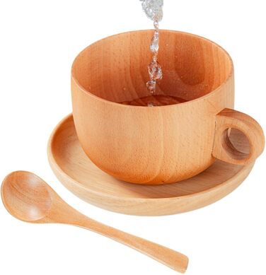 Дерев&39яні чайні чашки - 290 мл - Ручна робота дерев&39яна чашка з ложкою - Набір чайних чашок для гольфу, зими, подвір&39я, вулиці, саду, парку, будинку, пікніка, кемпінгу, вечірки, віскі