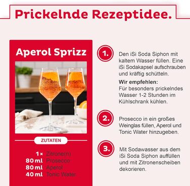 Сифон для газованої води 1 л з капсулами CO2 6x10 в стартовому наборі - Картриджі для газованої води з нержавіючої сталі для газованої води, лонг-дрінків і коктейлів - Аксесуари для бару Soda Maker - Зроблено в Австрії