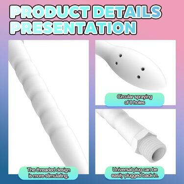 Анальна душова насадка з силікону, 24 см, 8 отворів, біла