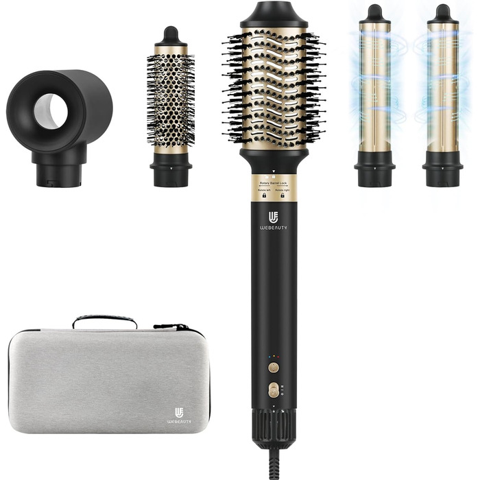 В 1 фен-щітка та стайлер для волосся, 110 000 об/хв високошвидкісний фен з негативними іонами, швидке висихання, набір щіток з теп